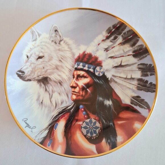 Franklin Mint Heirloom Recommendation "Spirit of The White Wolf" Plate - Picture 1 of 10